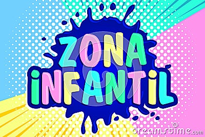 Zona infantil, children zone spanish text Vector Illustration