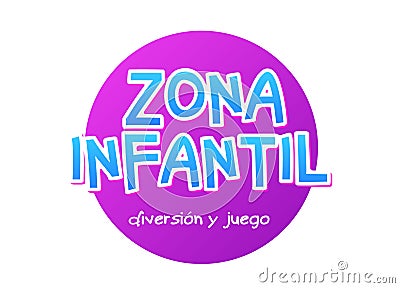 Zona infantil - Kids Zone in english game banner design background. Playground vector child zone sign Vector Illustration