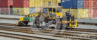 Montreal Port special train with containers Editorial Stock Photo