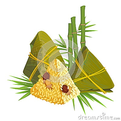 Zongzi for dragon boat festival, dim sum dumpling Vector Illustration