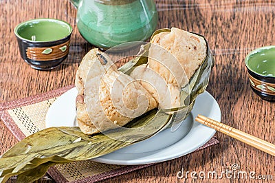 Zongzi or sticky rice dumpling Stock Photo