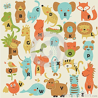 Zoo alphabet Vector Illustration