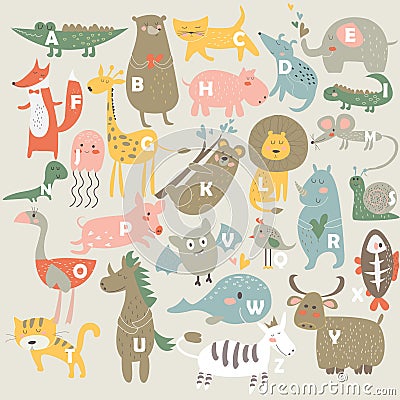 Zoo alphabet Vector Illustration