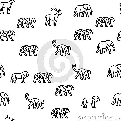 Zoo Animals, Birds And Snakes Vector Seamless Pattern Vector Illustration