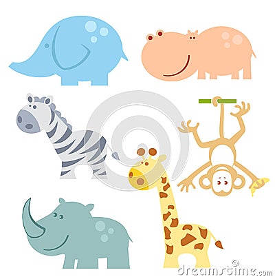 Zoo animals icon set Stock Photo