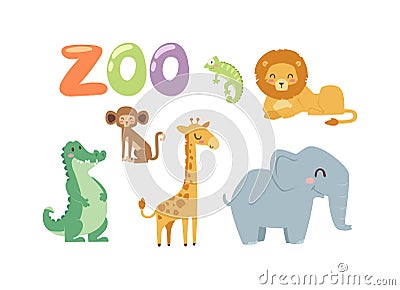 Zoo animals vector set. Vector Illustration