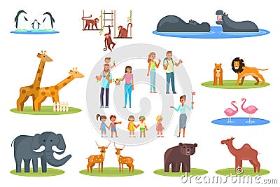 Zoo icon set vector flat style design illustration Vector Illustration