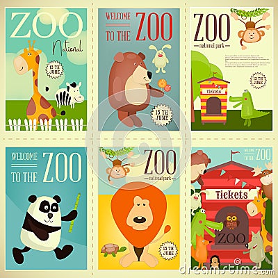 Zoo Park Posters Vector Illustration