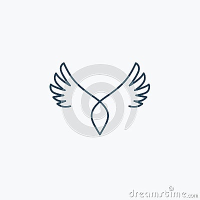 Bird silhouette logo. Vector abstract minimalistic illustration flying fowl. Pigeon icon. Stock Photo