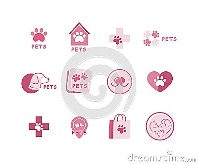 Zoo store logo. Goods for animals symbol. Paw print logo Vector Illustration