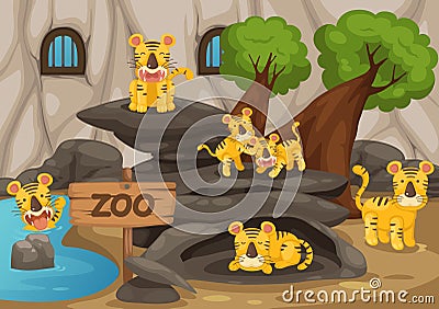 Zoo and tiger Vector Illustration