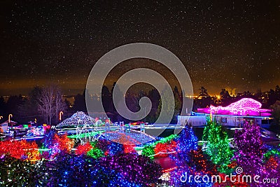 Zoolights at the Point Defiance Zoo in Tacoma, WA Editorial Stock Photo
