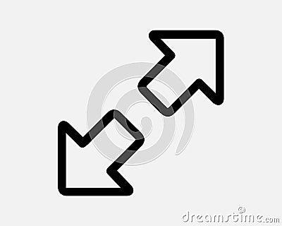 Zoom In Out Arrow Line Icon Two 2 Arrows Gesture Swipe Point Pointer Navigation Mobile Tablet Full Screen Fullscreen Vector Illustration