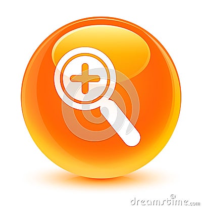 Zoom in icon glassy orange round button Cartoon Illustration