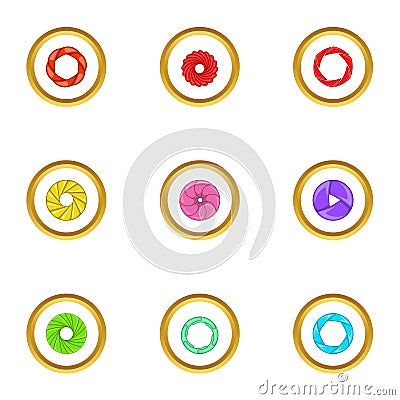 Zoom icons set, cartoon style Vector Illustration