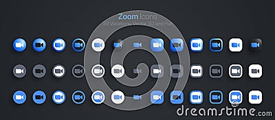 Zoom Icons Set Modern 3D And Flat In Different Variations Editorial Stock Photo