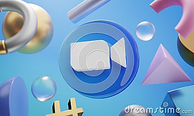 Zoom Logo Around 3D Rendering Abstract Shape Background Editorial Stock Photo