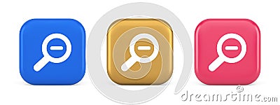 Zoom out magnifying glass button optical internet search discovery monitoring 3d icon Stock Photo