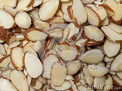 Zoom up of pile of sliced almonds Stock Photo