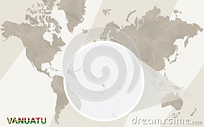 Zoom on Vanuatu Map and Flag. World Map Vector Illustration