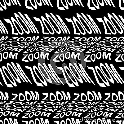 ZOOM word warped, distorted, repeated, and arranged into seamless pattern background Cartoon Illustration