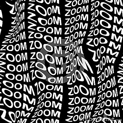 ZOOM word warped, distorted, repeated, and arranged into seamless pattern background Cartoon Illustration