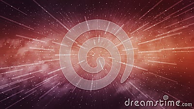 Zoomed vortex, rich red and orange fantasy space, sky background with clouds and stars Stock Photo