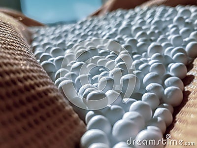 Zoomed white expanded polystyrene pellets Stock Photo