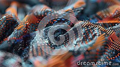 A zoomedin view of the fabrics surface showcasing the intricate patterns and sensors that make realtime monitoring Stock Photo
