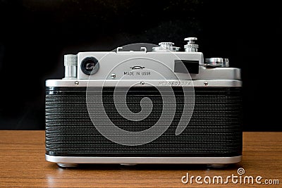 Zorki 4k camera The 35 mm rangefinder camera all Zorki cameras made in Russia. some said it`s Leica`s Copy Camera Editorial Stock Photo