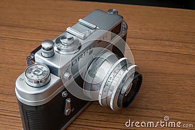 Zorki 4k camera The 35 mm rangefinder camera all Zorki cameras made in Russia. some said it`s Leica`s Copy Camera Editorial Stock Photo