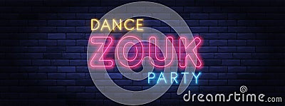 Zouk dance party colorful neon banner Stock Photo