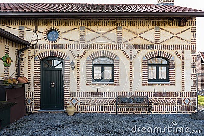 Facade of a house in traditionale Moroccan style in sand and brown colors Editorial Stock Photo