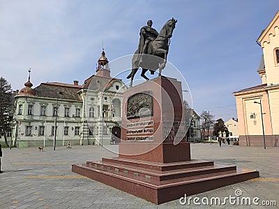 Zrenjanin Serbia town center king Peter monument Editorial Stock Photo