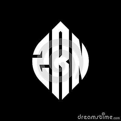ZRN circle letter logo design with circle and ellipse shape. ZRN ellipse letters with typographic style. The three initials form a Vector Illustration