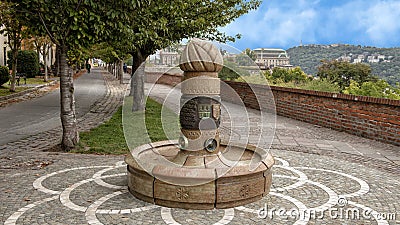 Zsolnay ornament well by Gyorgy Furtos, Mora Ferenc Street, Toth Arpad premennade, Budpest District I. Editorial Stock Photo