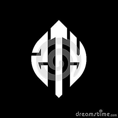 ZTY circle letter logo design with circle and ellipse shape. ZTY ellipse letters with typographic style. The three initials form a Vector Illustration