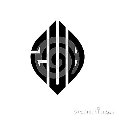 ZUB circle letter logo design with circle and ellipse shape. ZUB ellipse letters with typographic style. The three initials form a Vector Illustration