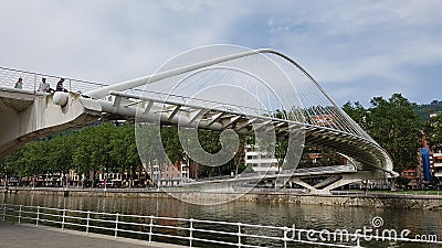 Zubizuri bridge in Bilbao Editorial Stock Photo