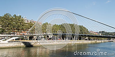 Zubizuri bridge in Bilbao Editorial Stock Photo