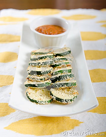 Zucchini Breaded Fried Appetizer Stock Photo