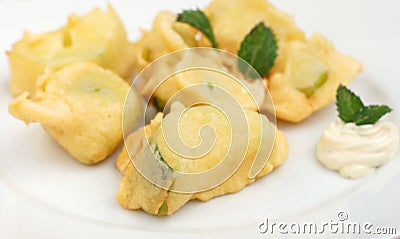 Zucchini deep fried Stock Photo