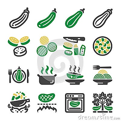 Zucchini icon set Vector Illustration