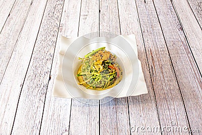 Zucchini Noodle Salad, Fish Roe, Avocado, Sesame Seeds, Stock Photo