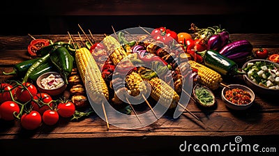 zucchini vegetable bbq food Cartoon Illustration