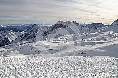 Zugspitze alps mountain snow ski winter blue sky landscape garmisch germany Stock Photo
