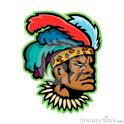 Zulu Warrior Head Mascot Vector Illustration