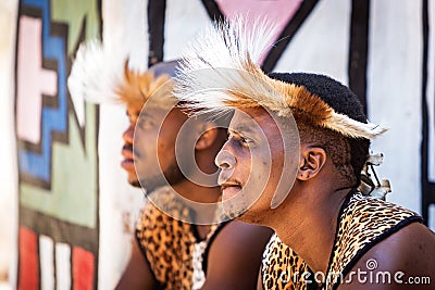 Zulu Warriors Wear Traditional Garments Editorial Stock Photo