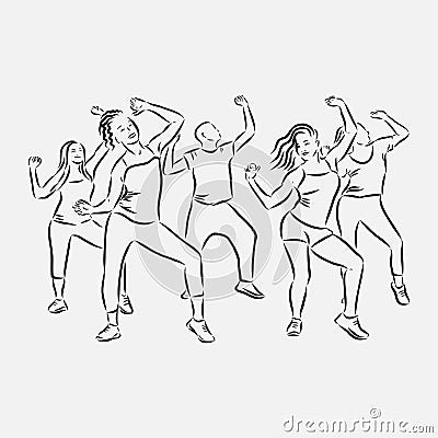 Zumba dancers illustration . Zumba, Zumba dancers, fitness, dancer, vector sketch illustration Cartoon Illustration