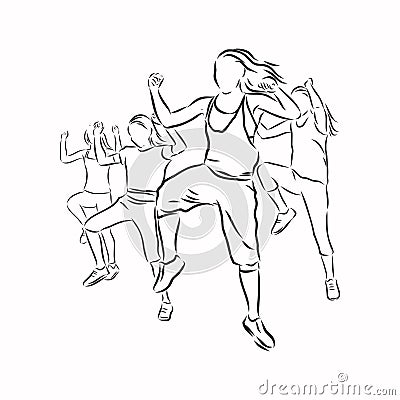 Zumba dancers illustration . Zumba, Zumba dancers, fitness, dancer, vector sketch illustration Cartoon Illustration